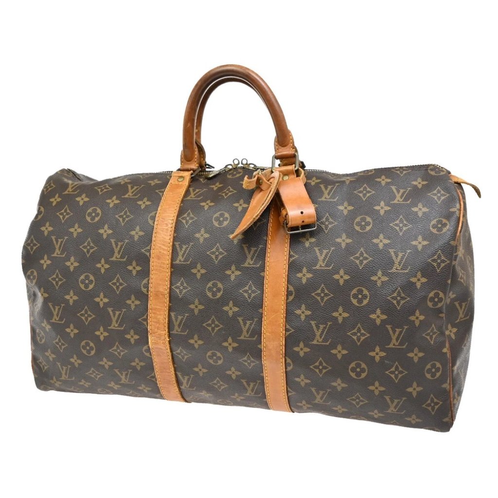 Louis Vuitton Keepall 50 Travel Hand Bag Monogram Leather Brown M41426 31fb668